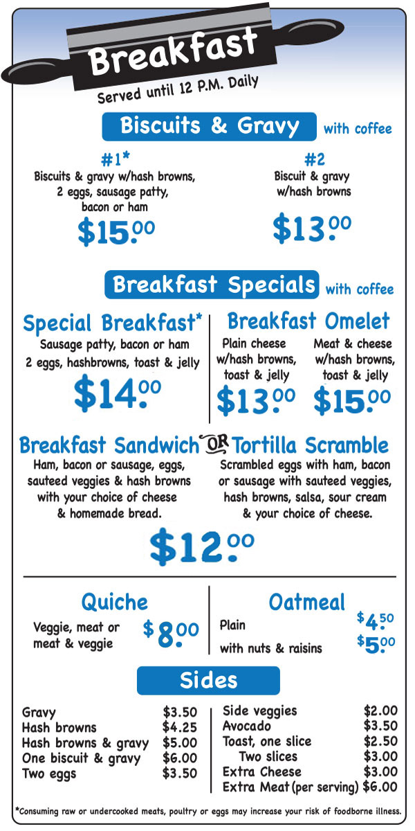 Mama Macs Menu Breakfast